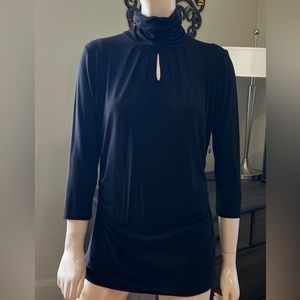 NY & Company~ Black 3/4 Sleeve keyhole top.